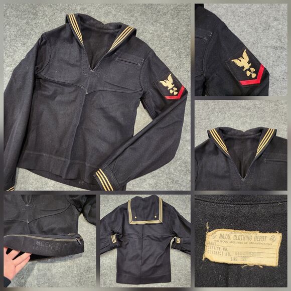 VTG US Navy Crackerjack Wool Uniform Top/Shirt Mens 34 Naval Clothing Factory - Picture 1 of 16